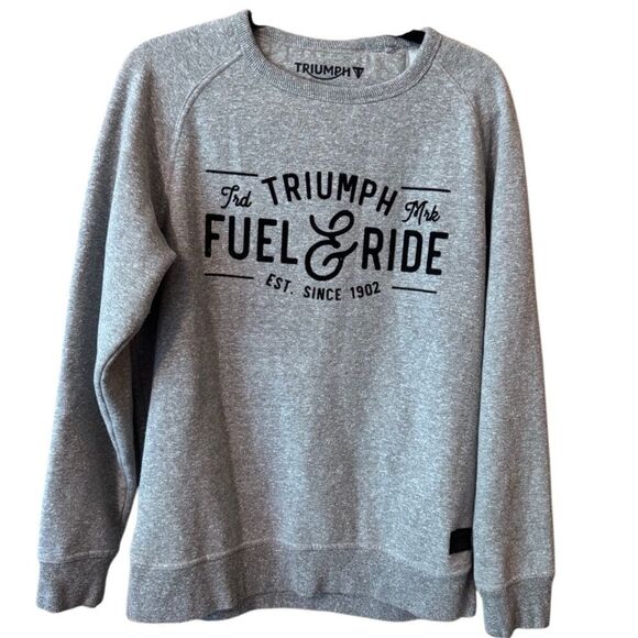 Triumph Motorcycles- Men’s Grey Crew Neck DERMONT Logo Sweatshirt Size Large - Picture 2 of 14